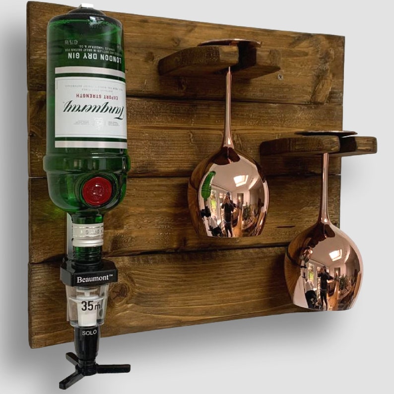 Gin Optics Drinks Rack Handcrafted Rustic Wall Mounted Wood Etsy UK