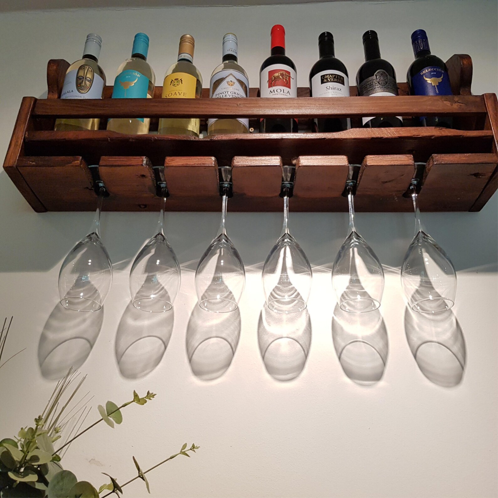 Wall drinks bar rack Handmade in the UK with Rustic Wood for Etsy