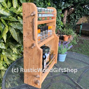 Wooden Double Shelf Spice and Condiment Rack - Perfect Kitchen Storage ...