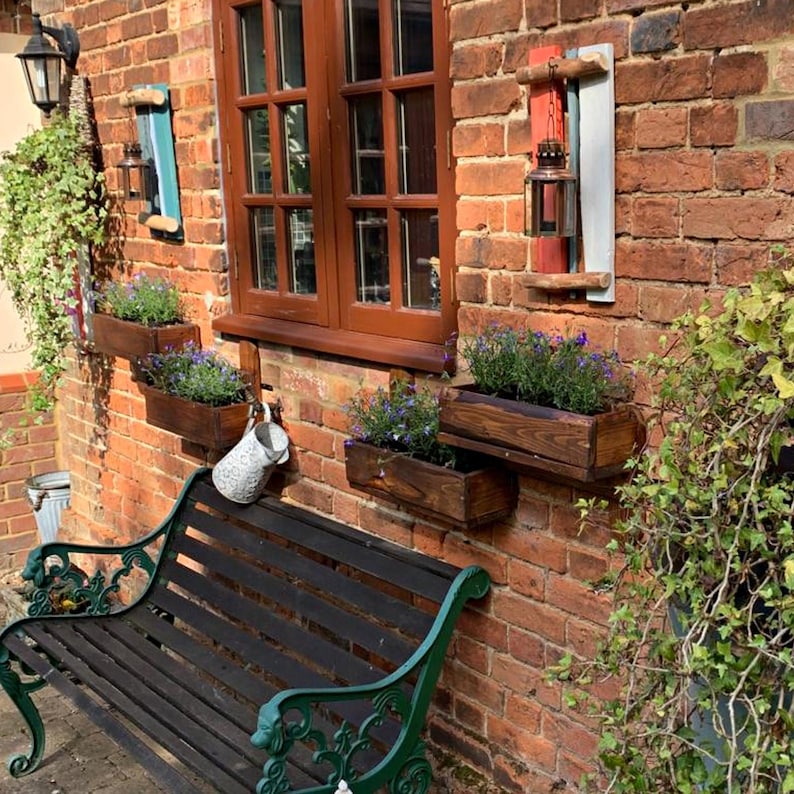 Rustic Wood Double Outdoor Window Box for Herbs and Flowers Etsy
