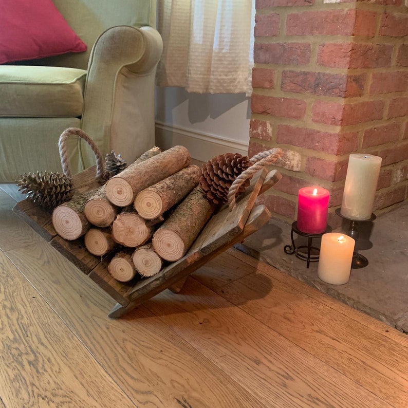Log Storage Basket Made in the UK From Reclaimed Wood With Etsy UK