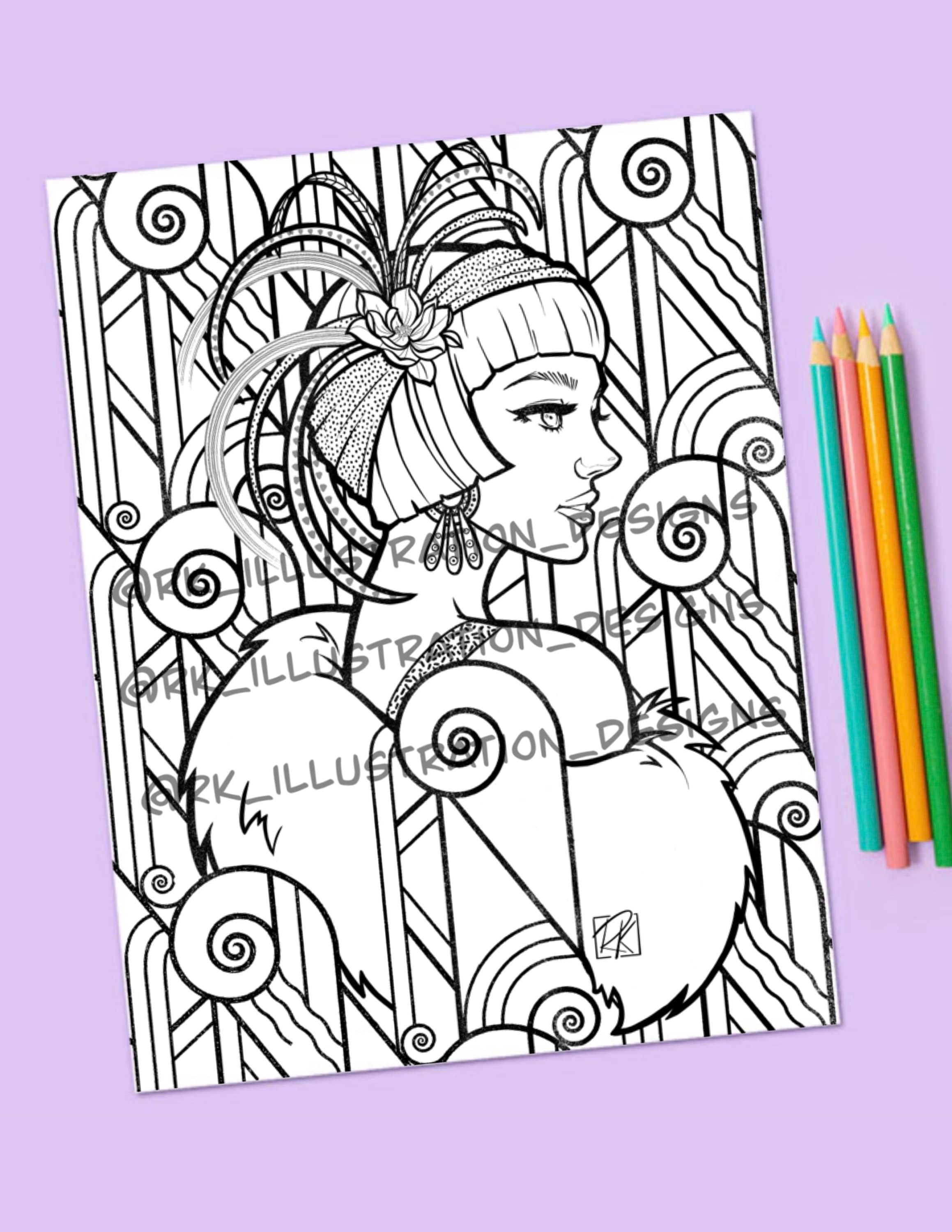 3 Art Deco Coloring Sheets for Adults, Instant Downloadable Print ...