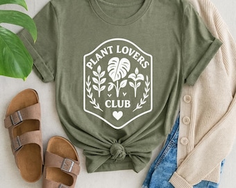 Plant Lovers Club T-Shirt – Botanical Graphic Tee for Gardeners, Plant Moms & Dads, Nature Lover Shirt, Gardening Gift