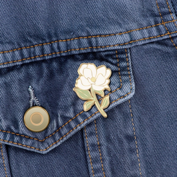 Flower Enamel Pin Magnolia Lapel Pin