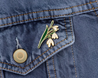 Snowdrop January Birth Month Flower Gift Floral Lapel Pin Birth Flower Gifts Flower Enamel Pin Birth Month Floral Lapel Pin
