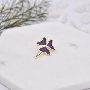 Plant Pin Oxalis Enamel Pin Purple Shamrock Plant Enamel Pin Plant Lover Gift Ideas