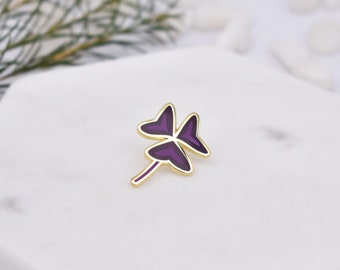 Plant Pin - Oxalis Enamel Pin, Purple Shamrock