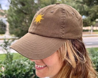 Sombrero Sunshine, sombrero para el sol bordado, gorra de verano ajustable inspirada en la naturaleza, lindo sombrero para amantes del sol para estilo al aire libre