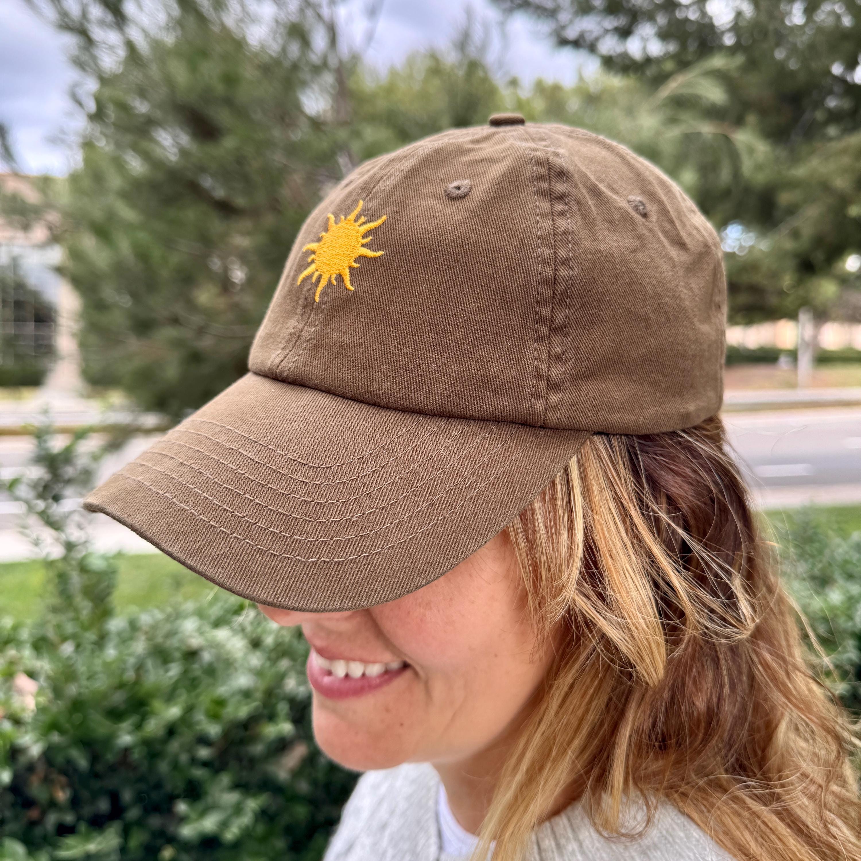 Sunshine Hat Embroidered Sun Hat Nature Inspired Adjustable Summer