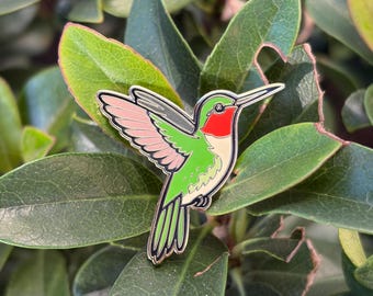 Kolibrie Emaille Pin Ruby-Throated Kolibrie Pin Natuurliefhebber Revers Pin Vogel Pin voor Jassen Tassen Hoeden Kleurrijke Tuin Gift