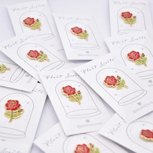 Rose Floral Enamel Pin Flower Lapel Pin for Valentine&#39;s Day Enamel Pin June Birth Month Flower Red Rose Brooch Enamel pins for women bulk