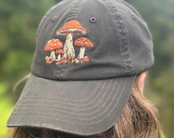 Mushroom Hat Mushroom Lover Gift for her Mushroom Lover Gift her Hat with Mushrooms Cap Mushroom Bucket Hat Baseball Cap with Mushroom