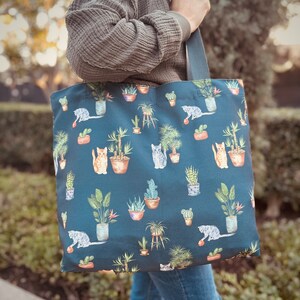 Cats and Plants Tote Bag Cat Lover Bag image 4