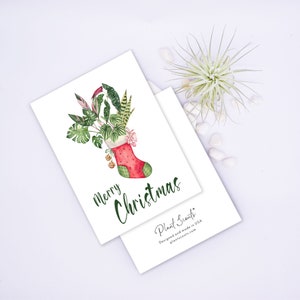 Christmas Sock Greeting Card -  Card for Plant Lover
