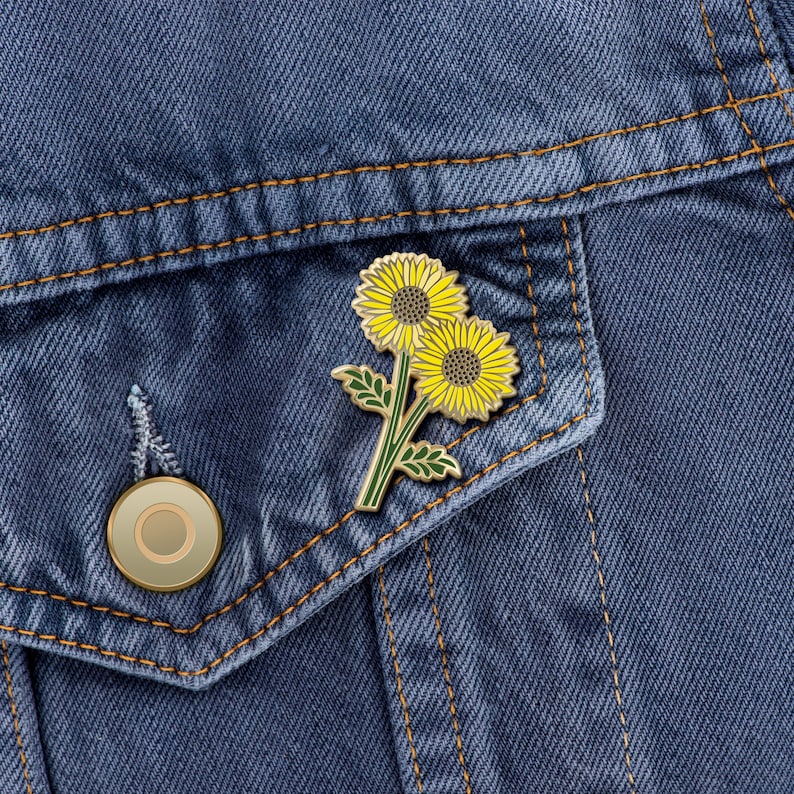 Sunflower Enamel Pin Flower Enamel Pin Floral Elegance image 1