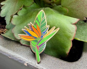 Bird of Paradise Enamel Pin – Tropical Flower Botanical Lapel Pin - Botanical Lapel Pin