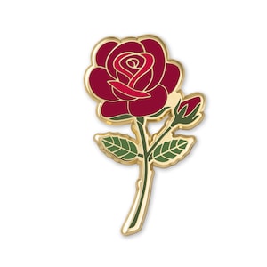 Red Rose Enamel Pin – June Birth Flower – Valentine’s & Anniversary Gift