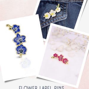 Orchid Flower Enamel Pin Pink Orchid White Orchid Blue Orchid Flower Lapel Pin for Women Beautiful and Unique Gift Ideas for Flower Lovers