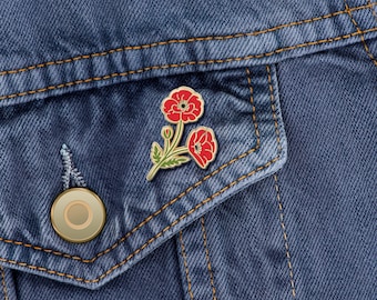 Poppy Wildflower Flower Enamel Pin / Poppy Floral Lapel Pin