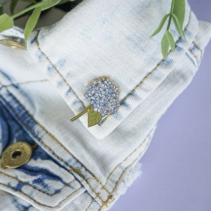 Flower Lover Gift: Blue Hydrangea Flower Enamel Pin Floral Enamel Pin image 3