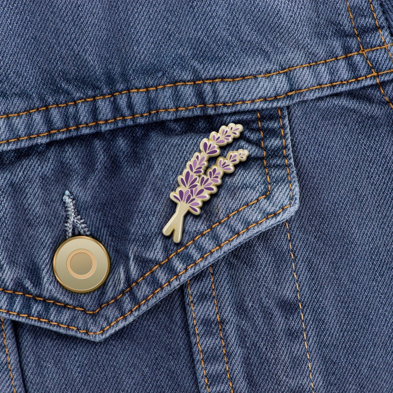 Lavender Enamel Pin Flower Lover Gift Floral Pin image 1