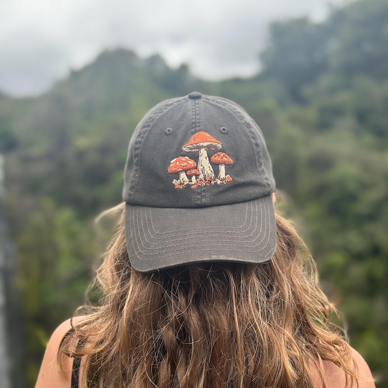 Mushroom Hat Mushroom Lover Gift for her Mushroom Lover Gift her Hat with Mushrooms Cap Mushroom Bucket Hat Baseball Cap with Mushroom image 2
