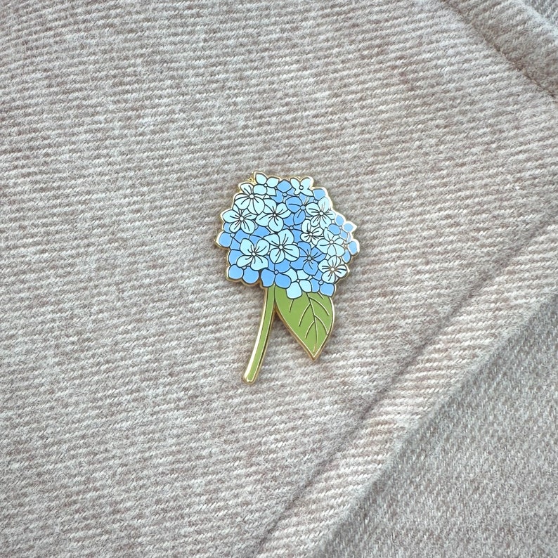 Flower Lover Gift: Blue Hydrangea Flower Enamel Pin Floral Enamel Pin image 4