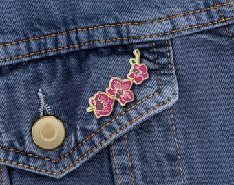 Pink Orchid Flower Enamel Pin