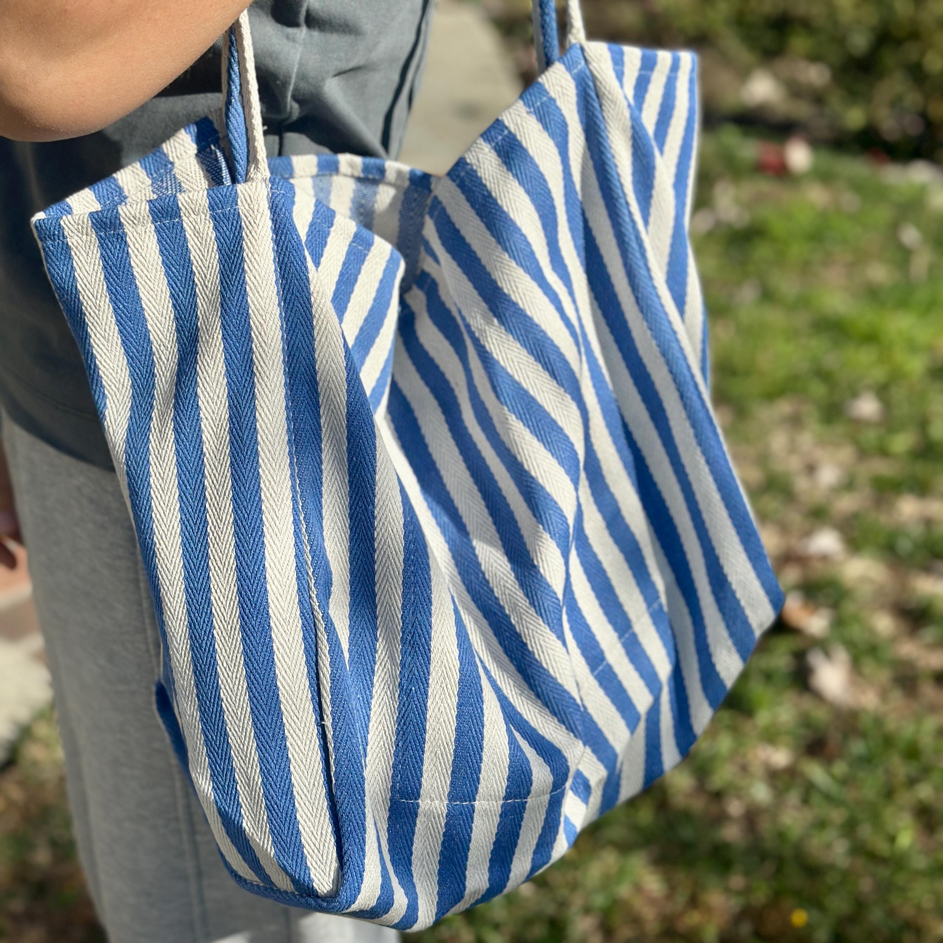 Striped Tote Bag - Etsy