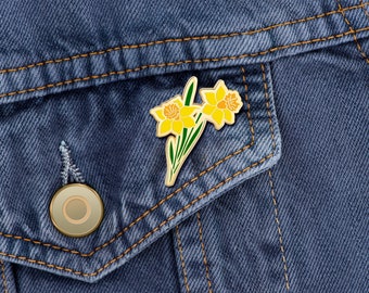 Flower Enamel Pin Yellow Daffodil Enamel Pin March Birth Flower