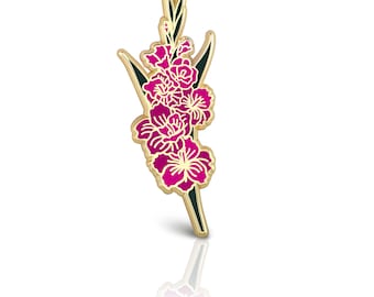 August Birth Month Flower Gladiolus Flower Lapel Pin for Floral Lover Gift Ideas for Her Cute Accessories Floral Enamel Pin