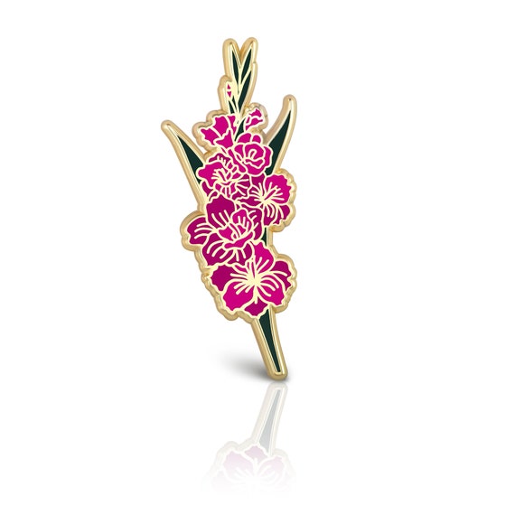 August Birth Month Flower Gladiolus Flower Lapel Pin for Floral Lover Gift Ideas for Her Cute Accessories Floral Enamel Pin