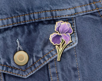 Iris Floral Lapel Pin | February Birth Month Flower Lapel Pin Birth Month Flower Gifts