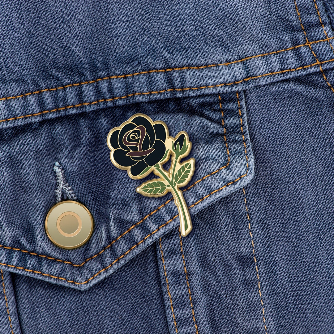 Black Rose Hard Enamel Pin Flower Pins Valentine's Day Gifts - Etsy UK