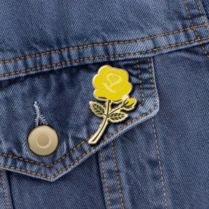 Yellow Rose Hard Enamel Pin Flower pin Valentine&#39;s Day gifts Yellow Rose Enamel Pin Flower Lover Lapel Pin Yellow Rose Brooch