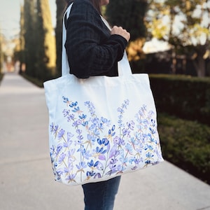 Lavender Tote Bag - Lavender wildflower accessory Lavender Plant Purple Flower Cute Totebag Lavender Gift Ideas