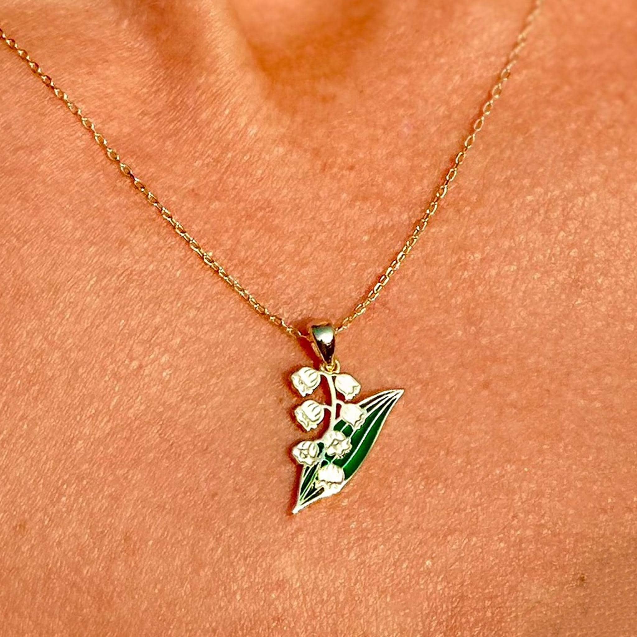Flower Necklace Lily of the Valley Necklace Dainty Jewelry May Birth Flower Jewelry Birthday Month Minimalist Floral Necklace Gift for Her