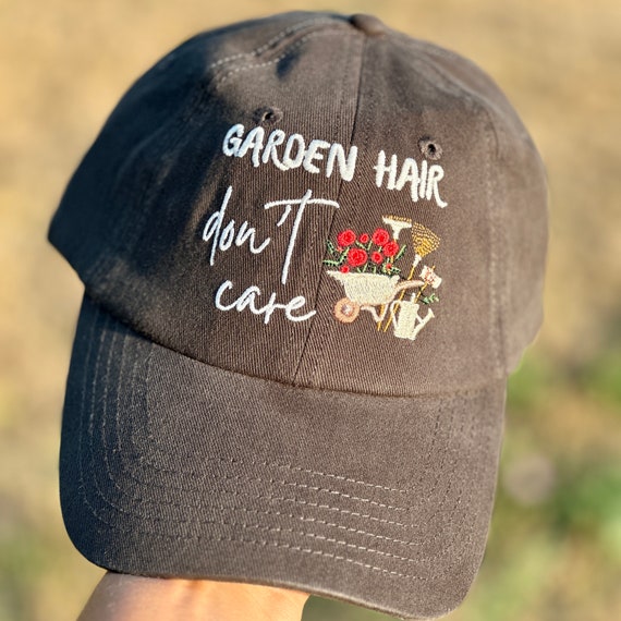 Garden Hair, Don't Care Embroidered Hat - Gardener Gift Ideas, Plant Care Accessories Gardening Hat