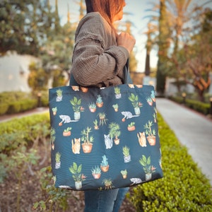 Cats and Plants Tote Bag Cat Lover Bag image 2