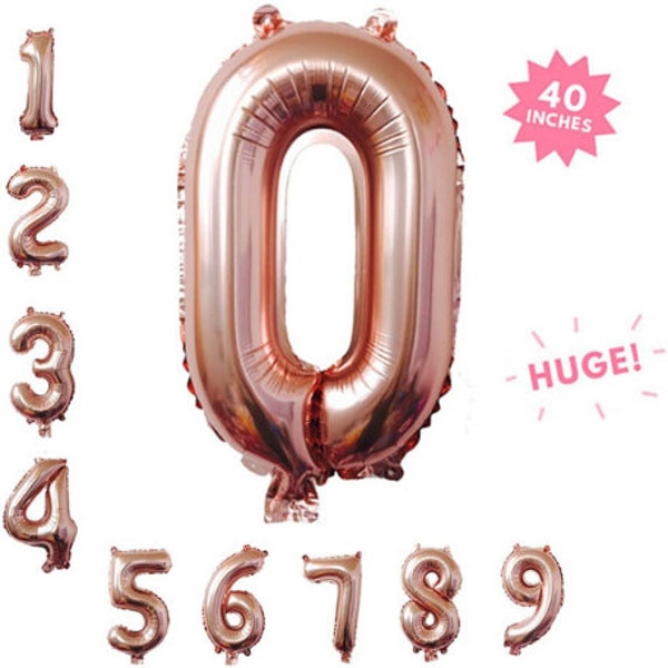 40 Inch Rose Gold Jumbo Number Balloons - Huge Giant Foil Mylar Number Balloons for Birthday Party or Photo Shoot - Self-Sealing