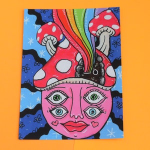 A6 Psychedelic Pink Face Abstract Art Print - Trippy Art - Postcard Print - MyRecoveryDoodles