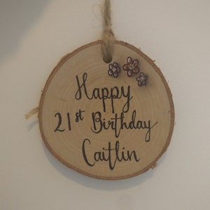 Happy birthday wooden hanging personalised sign