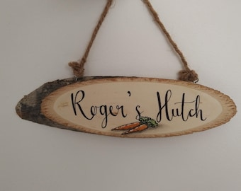 Pet sign wooden hanging hutch kennel dog cat rabbit