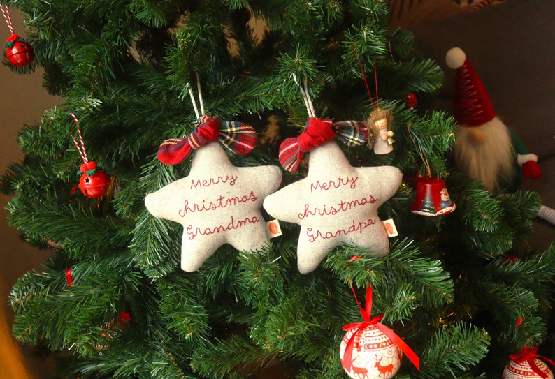 CADEAU DE NOL POUR LES GRANDS-PARENTS Décoration d'arbre de Noël Cadeau grands-parents Fait main Décoration de Noël image 2