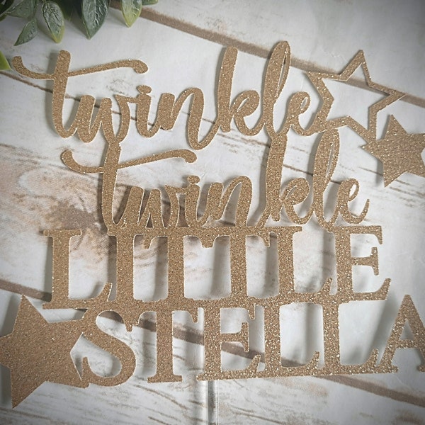 Gold "One Happy Birthday" Cake Topper - Twinkle Twinkle Little Star Theme, 1st Birthday Party Decoration - View #10
