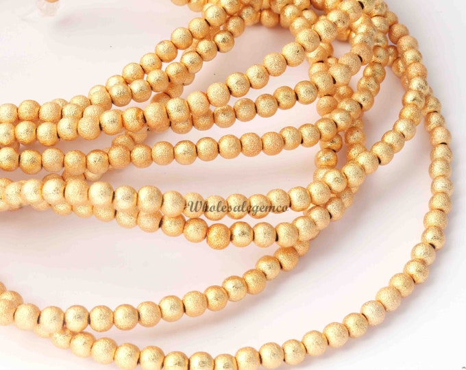4mm Small Beads GCB064 10 Strands Gold Plated Copper Beads Sparkle Round Ball Beads 24k Gold Plated Copper Ball Beads