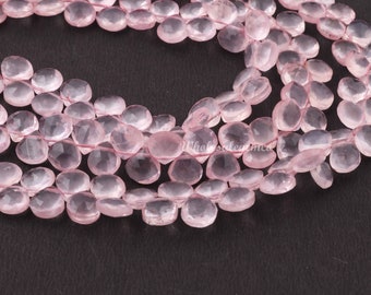 Rose-Quartz,Rose-Quartz Beads,Rose-Quartz Briolette,Heart Shape,AAA Quality 5 Strands Size 6MM Approx Natural African Wholesale Price