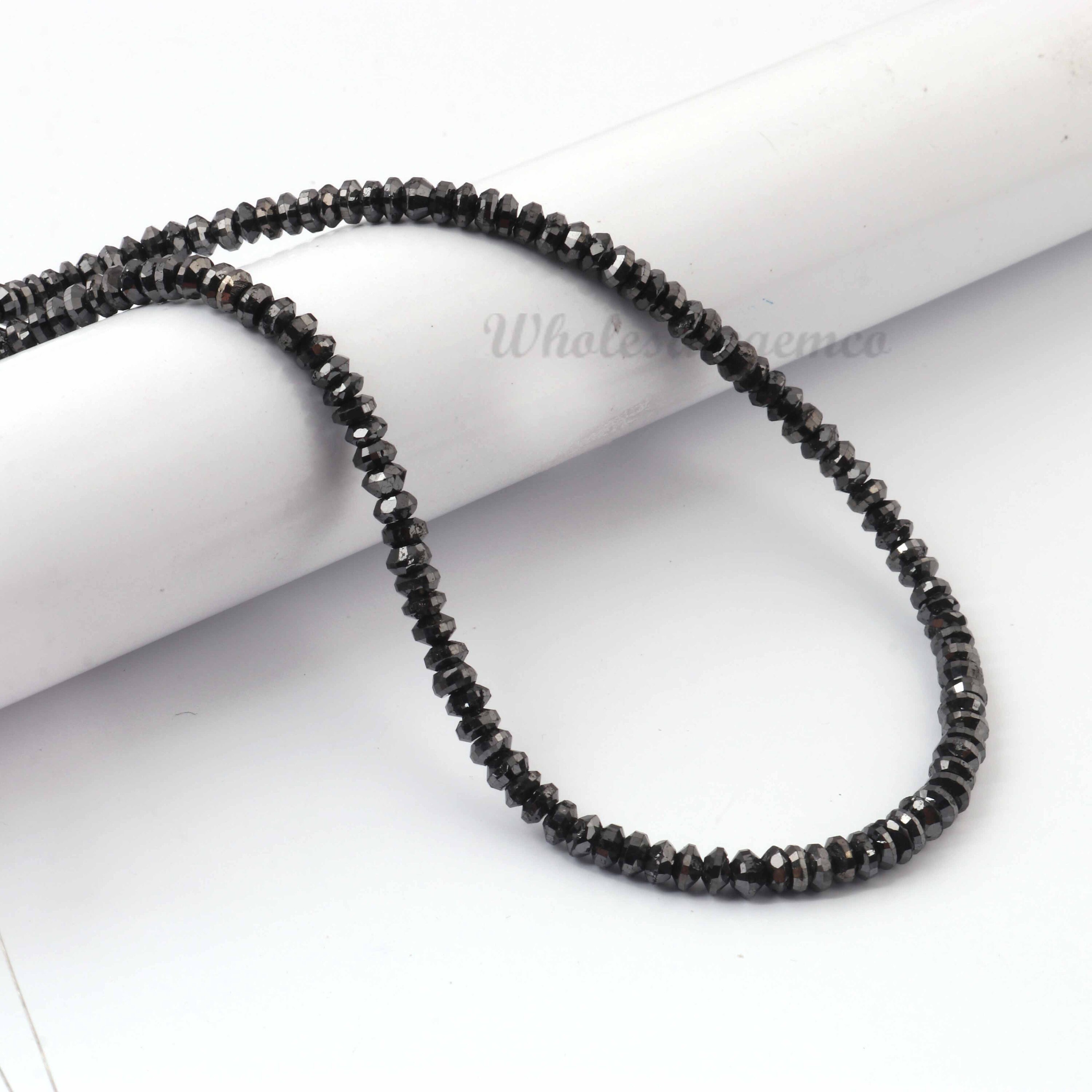 1 Strand 52.55 Ct Black Diamond Beads Shining Faceted Beads Etsy