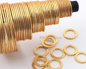 15 Pcs 24k Gold Plated Copper Ring Charms, Brushed Gold Connectors, You Choose Size