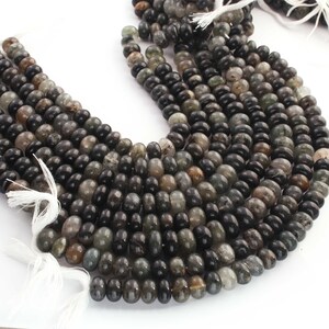 1 Strand Black Rutile Rondelles, Smooth Beads, 9 Inches 9mm-10mm Gemstone Briolettes, GB02731